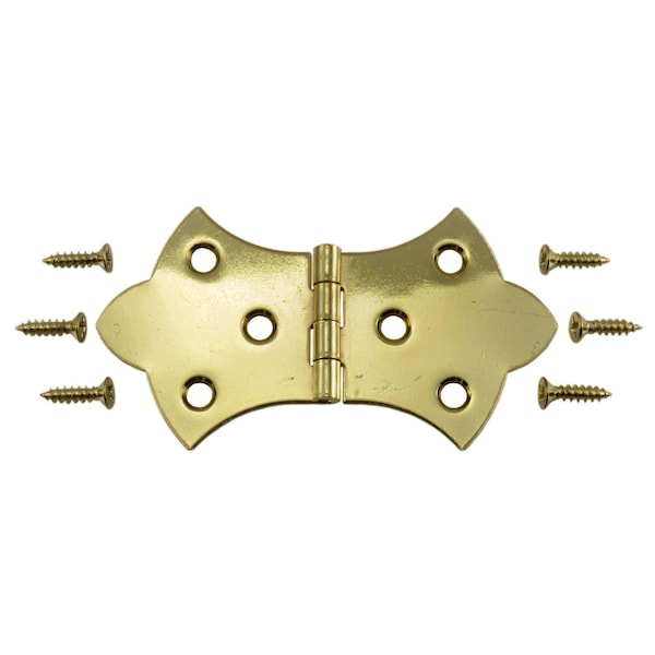 Midwest Fastener 1-11/16 x 3-1/16" Brass Plated Steel Ornamental Hinges 4PK 37145 - main